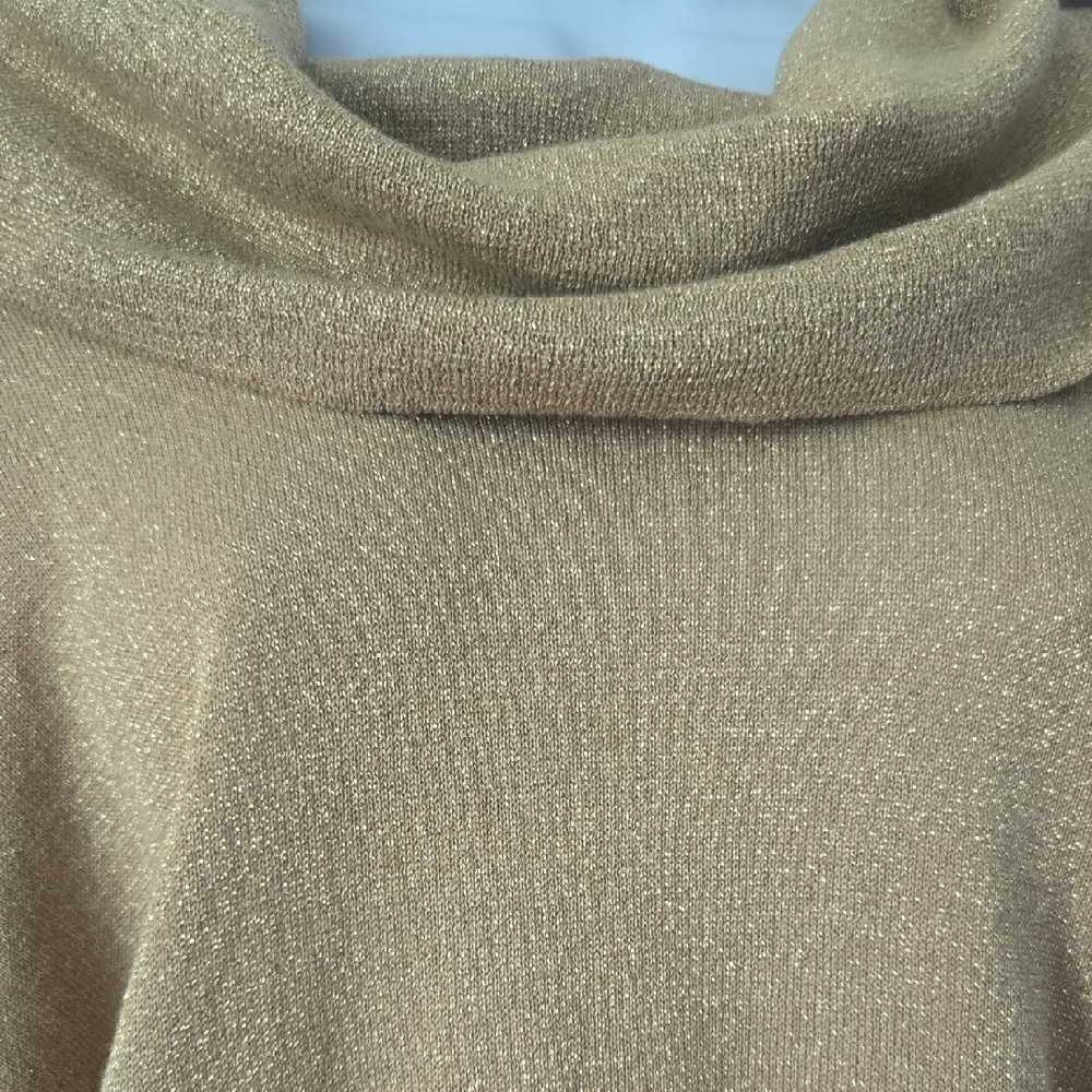 NEW MICHAEL Michael Kors Gold Cowl Neck Turtleneck Sweater - Picture 3 of 7